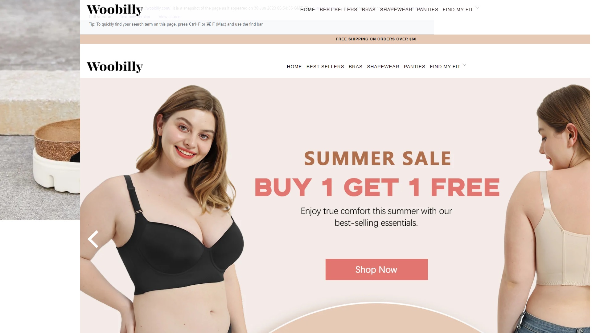 Woobilly Bra scam store at woobilly.com